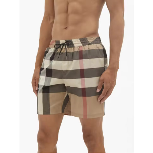 Beige checkered shorts men - checkered, men's