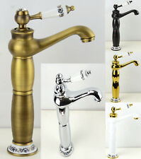 Diamante Vintage Chrome Steel & Porcelain Bath Basin Sink Mono Bloc Mixer Tap