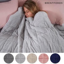 Brentfords Teddy Fleece Weighted Blanket Sensory Sleep Therapy Anxiety Throw