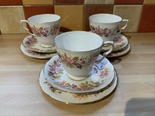 3 x Vintage Colclough Wayside Bone China Trios