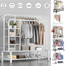 Heavy Duty Metal Double Rail Clothes Garment Hanging Rack Shelf Display Stand UK