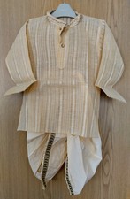 Boys Kurta Dhoti - Gold & cream  with embroidery 3 - 4 yrs