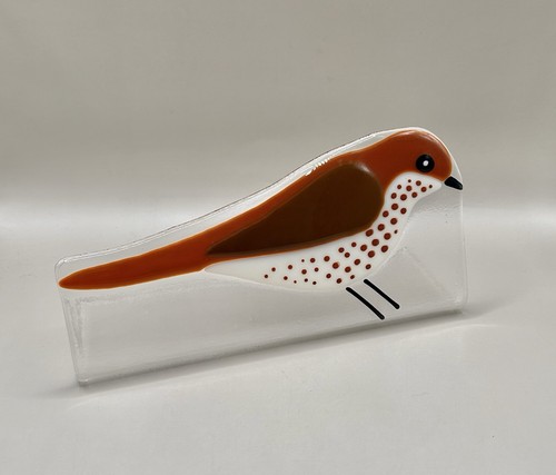Fused glass bird ornament - fused,