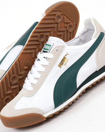 Puma roma trainers white green - roma,