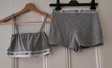 Ladies Teen Girl PrettyLittleThing PJ Lounge Shorts & Bralette Bralet UK 6-8 S