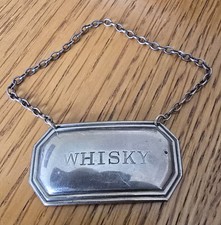 Silver Hallmarked Whisky  Bottle Or Decanter Neck Label, Sheffield 1972.