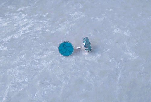 Turquoise 12mm cabochon - turquoise, silver