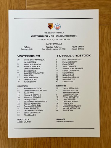 Watford 2026 2027 season home - 2026-2027,