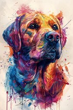 Labrador Retriever Dog Canvas Picture Print Wall Art  - Colour Splash