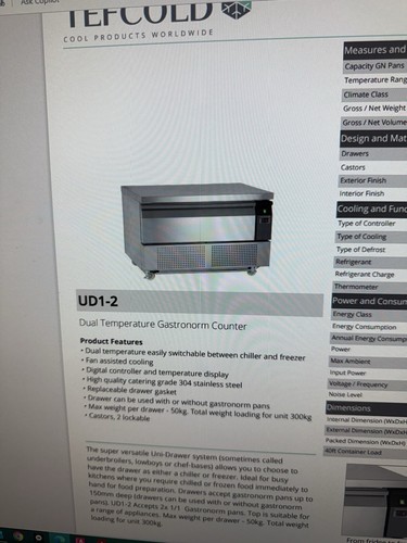 Tefcold fridge and freezer