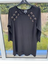 Small S Black Coco Bianco Top QVC Stretchy tunic blouse Jersey classic Capsule