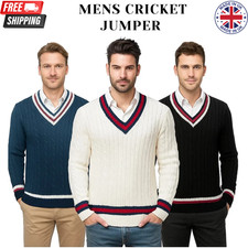 Mens V Neck Long Sleeve Cable