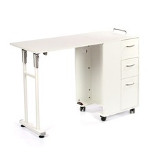 Nail Salon Table Workstation Desk Folding Portable Manicure White Storage Craft