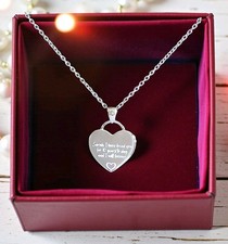 Personalised 925 Sterling Silver Handwriting Engraved Heart Pendant Necklace  