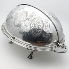 Gorgeous Roll-top Breakfast Dish - Claw Feet - Victorian Silver Plated