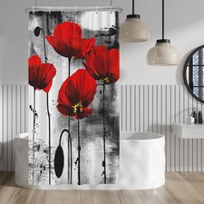 Red Poppy Shower Curtain Red
