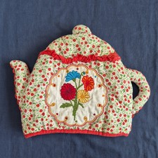 Vintage Ulster Weavers Cotton Tea Cosy Vtg Tea Pot Shape Tea Cosy Embroidered