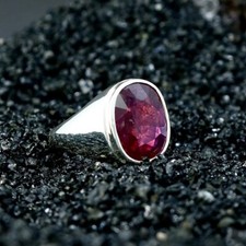 8 Carats Ruby Ring, Natural Ruby 925 Sterling Silver Yaqoot Ring For Men