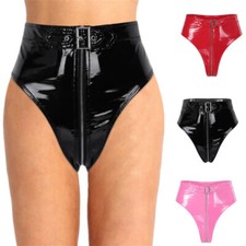 UK Sexy Womens Leather High Waist Front Zip Up Booty Shorts Hot Pants Clubwear