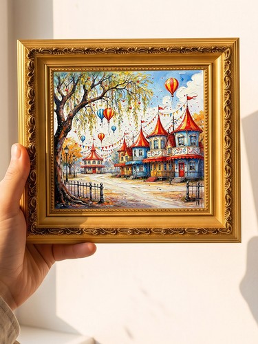 Fairytale town oil painting - fairytale,