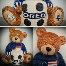 OREO Teddy Bear Cookie Jar Pot American Flag USA 6th In Series 02 Vintage