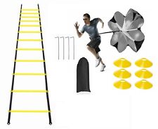 Agility Training Equipment Kit Ladder, 6 Disc Cones, Resistance Parachute Bag