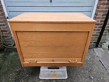Vintage Oak Tambour Roll-front Roller Filing Cabinet Storage