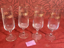 4 Crystal Gold Rim Champagne Glasses Flutes 17 Cm etched / engraved 24k trim