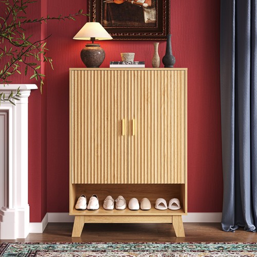 4tier fluted shoe cabinet with - 4tier,