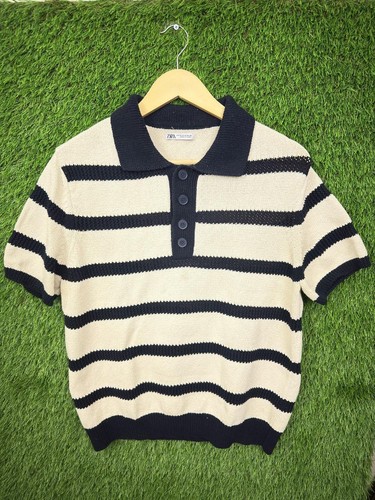 Zara striped knit polo sweater - zara,
