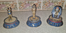 SET OF 3 FRANKLIN MINT LIMITED EDITION EGYPTIAN MUMMY, PHAROAH , CAT FIGURES