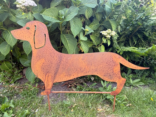 Sausage dog metal garden stake - sausage,