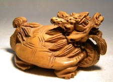 NETSUKE  CARVED  WOOD  DRAGON
