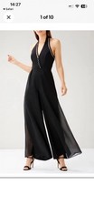 Coast Mila Pearl Trim Halter Neck Jumpsuit