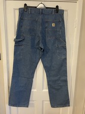 Carhartt WIP Double Knee Carpenter Pants Blue Denim Loose Fit W34 L32