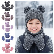 Kids Winter Hat Scarf Gloves