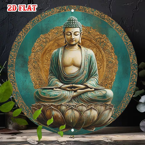 Buddha round metal aluminium - metal,