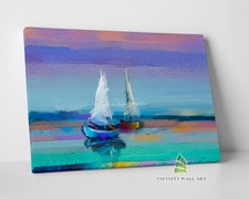 Sunset Boats Oil Painting