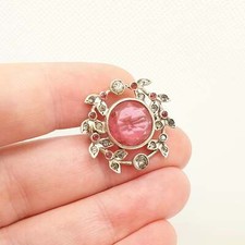 Antique Victorian Solid Silver Pink Paste Brooch Belle Epoque Diamond Pastes Art
