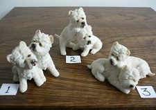 Cute White West Highland Terrier Puppies Pair of Westies x 2 Figurines Ornaments