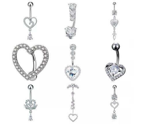 Heart belly bars button - heart,