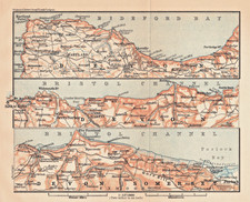 Bristol Channel, Bideford Bay map plan Baedeker 1906 antique map
