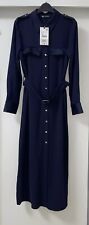 ZARA NAVY BLUE COLLARED BELTED