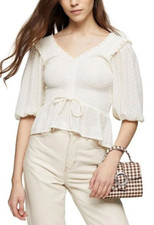 TOPSHOP Ivory Shirred Swiss