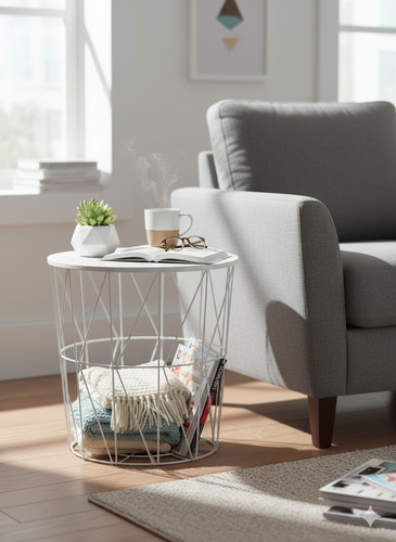 Metal wire basket coffee table - metal,