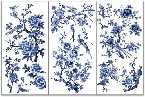 3pcs set blue flower - flower, rub