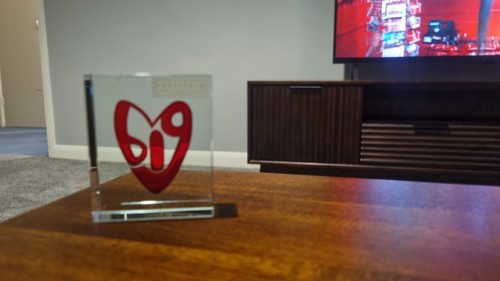 Big heart love glass block - big,