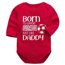Personalised Born to Support Southampton Just Like Daddy Baby Bodysuit Football