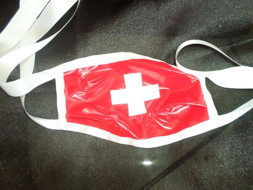 Red pvc mask - pvc, cross