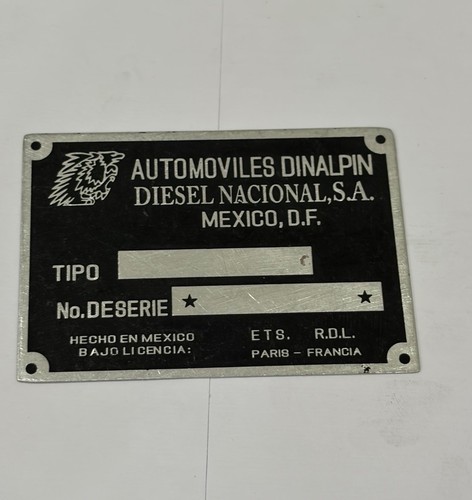 Type plate renault alpine - type, id